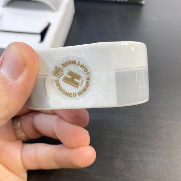 Porcelain Set of 4 Napkin Ring, Designed HIMARK Giftware, Japan, White Floral Pa - Picture 3 of 10